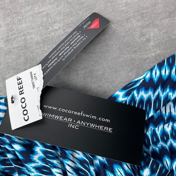 Coco Reef Swim Top Women 38D Blue White Gold Buckle Diamond Bra Stretch Tank NWT - Picture 3 of 7